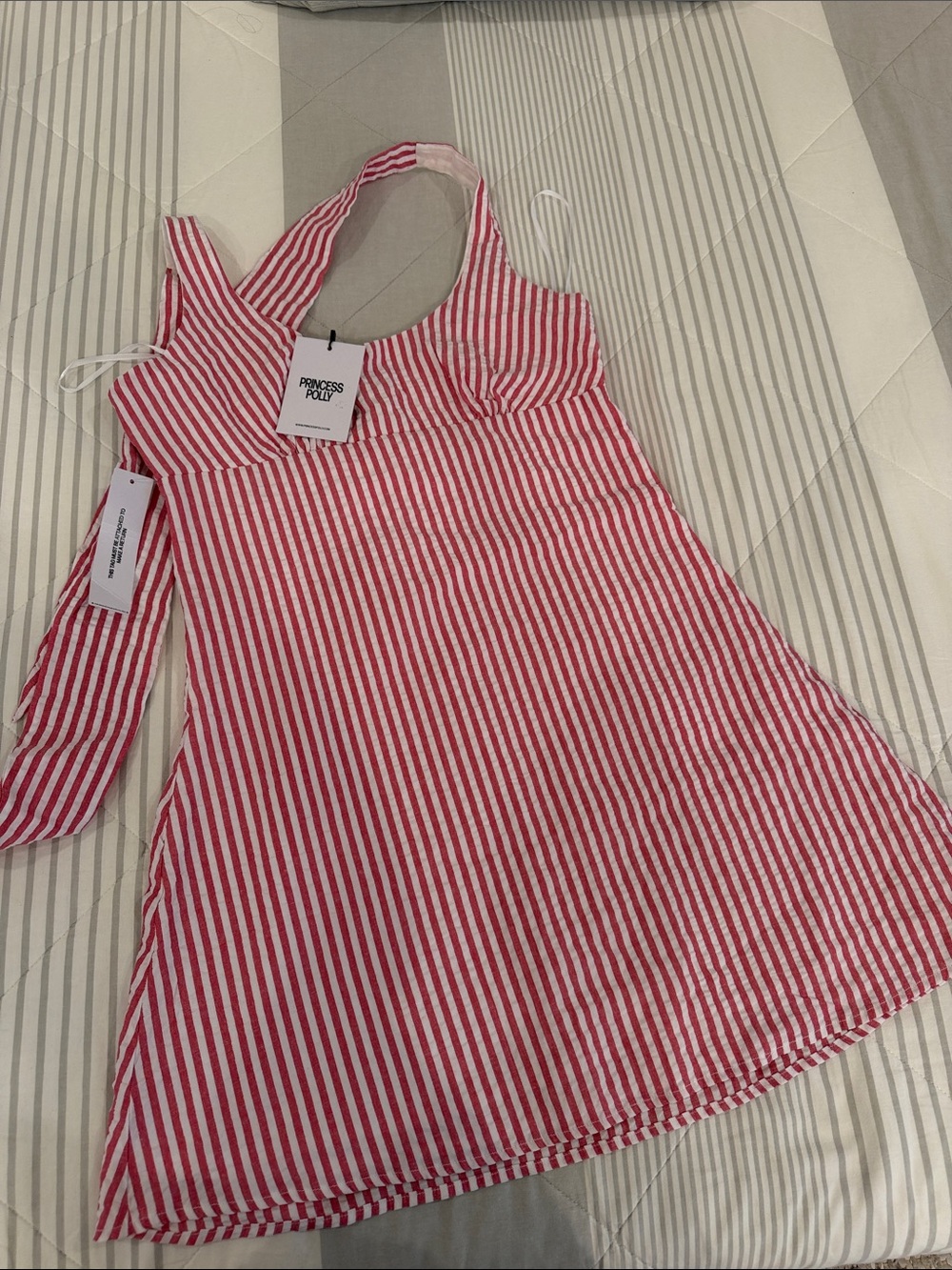 Princess Polly Red and White Striped Sleeveless Tunic